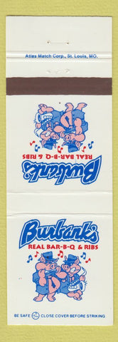 Matchbook Cover - Burbank's BBQ pigs