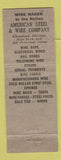 Matchbook Cover - USS Tiger Wire Rope American Steel