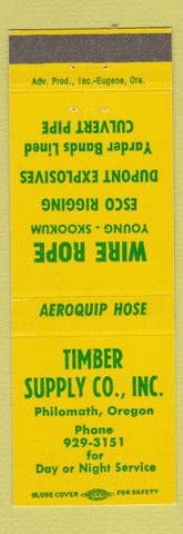 Matchbook Cover - Timber Supply Wire Rope Young Skookum Philomath OR