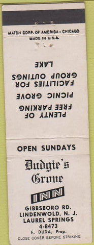 Matchbook Cover - Dudgie's Grove Inn Lindenwold NJ girlie back