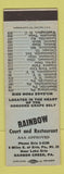 Matchbook Cover - Rainbow Court Restaurant Harbor Creek PA