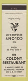 Matchbook Cover - Colony Restaurant Richmond IN