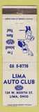 Matchbook Cover - Lima Auto Club AAA Lima OH WEAR