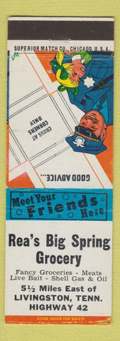 Matchbook Cover - Rea's Big Spring Grocery Livingston TN