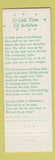 Matchbook Cover - O Little Town of Bethlehem Song Christmas