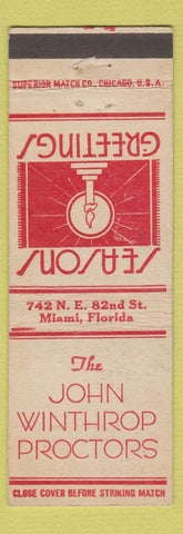 Matchbook Cover - John Winthrop Proctors Christmas Miami FL