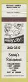 Matchbook Cover - Sonny's Restaurant Italian Middletown NY