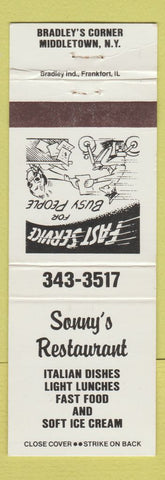 Matchbook Cover - Sonny's Restaurant Italian Middletown NY
