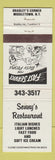 Matchbook Cover - Sonny's Restauant Middletown NY