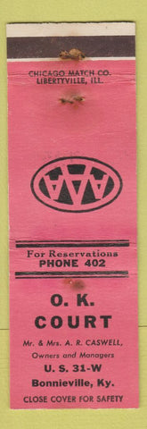 Matchbook Cover - OK Court Motel Bonnieville KY WORN