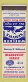 Matchbook Cover - Meadowview Garage Longmeadow MA AAA