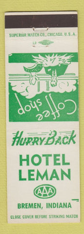 Matchbook Cover - Hotel Leman Bremen IN