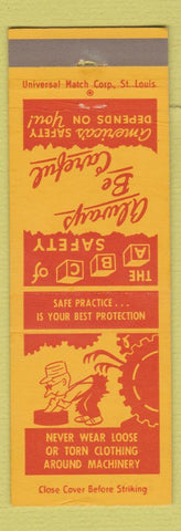 Matchbook Cover - Erwin Mills Safety No Loose Clothes