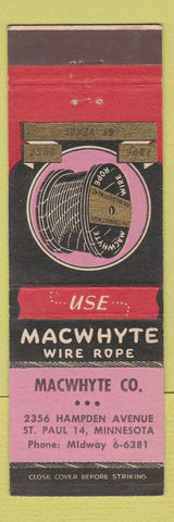 Matchbook Cover - Macwhyte Wire Rope St Paul MN 1957