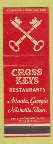 Matchbook Cover - Cross Keys Restaurant Atlanta GA Nashville TN