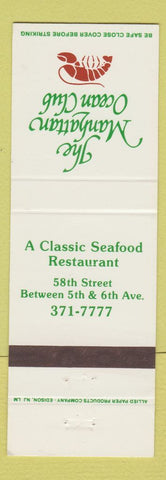Matchbook Cover - The Manhattan Ocean Club New York City lobster