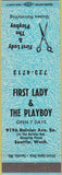 Matchbook Cover - First Lady  and  Playboy Hair Salon Seattle WA blue