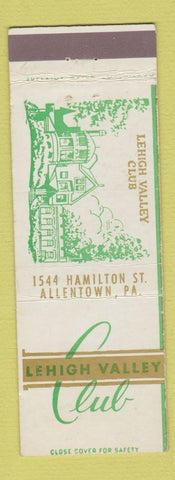 Matchbook Cover - Lehigh Valley Club Allentown PA