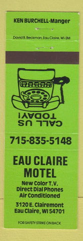 Matchbook Cover - Eau Claire Motel WI
