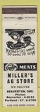 Matchbook Cover - Miller's Ag Store Meats Beaverton OR