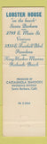 Matchbook Cover - Castagnola's Lobster House Restaurant Ventura Santa Barbara CA