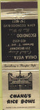 Matchbook Cover - Chang's Rice Bowl Chula Vista Escondido CA