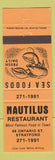 Matchbook Cover - Nautilus Restaurant Stratford ON