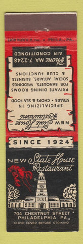 Matchbook Cover - New State House Restaurant Philadelphia PA lobster