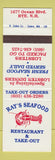 Matchbook Cover - Ray's Seafood Restaurant Rye NH lobster