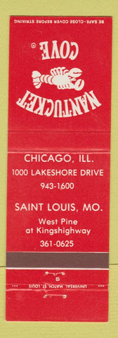 Matchbook Cover - Nantucket Cove Chicago IL St Louis MO seafood