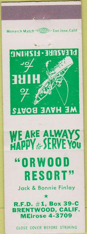 Matchbook Cover - Orwood Resort Brentwood CA