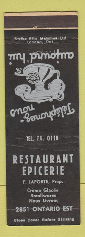 Matchbook Cover - Restaurant Epicerie  QC?