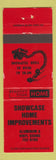 Matchbook Cover - Showcase Home Improvements Siding WEAR