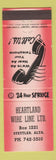 Matchbook Cover - Heartland Wire Line Stettler AL