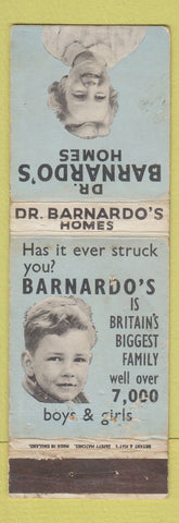 Matchbook Cover - Dr Barnardo's Homes for Childen London UK WEAR