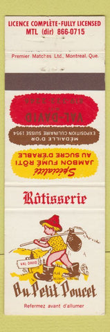 Matchbook Cover - Au Petit Pucet Val David QC
