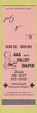 Matchbook Cover - AAA Valley Diaper Service It's A Girl