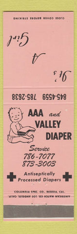 Matchbook Cover - AAA Valley Diaper Service It's A Girl
