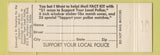 Matchbook Cover - Support Your Local Police Anchorage AK J Edgar Hoover