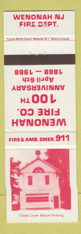 Matchbook Cover - Wenonah Fire Company NJ 1988
