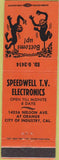 Matchbook Cover - Speedwell TV Electronics City of Industry CA orange