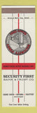 Matchbook Cover - Security First Bank Trust Grand Haven Ravenna Fruitport MI