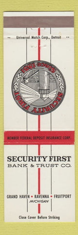 Matchbook Cover - Security First Bank Trust Grand Haven Ravenna Fruitport MI