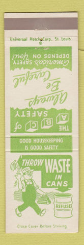 Matchbook Cover - Miller's Vending Machines Freeport IL Safety Trash Cans