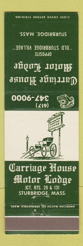 Matchbook Cover - Carriage House Motor Lodge Sturbridge MA