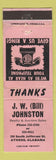 Matchbook Cover - JW Bill Johnston Real Estate Insurance Athens AL WEAR