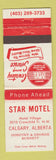 Matchbook Cover - Star Motel Calgary AB