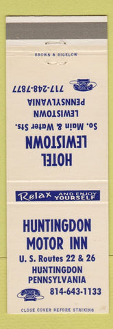 Matchbook Cover - Hotel Lewistown PA Huntingdon
