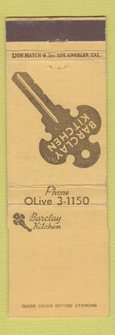 Matchbook Cover - Barclay Kitchen Los Angeles CA