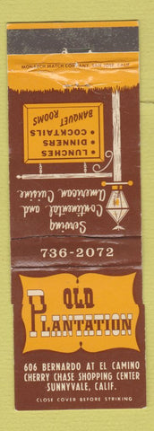 Matchbook Cover - Old Plantation Sunnyvale CA